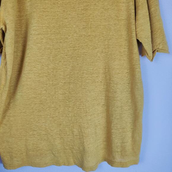 Gianni Lupo Pure Linen Crew Neck Relaxed Short Sleeve T Shirt XXL Mustard Yellow - Picture 5 of 10
